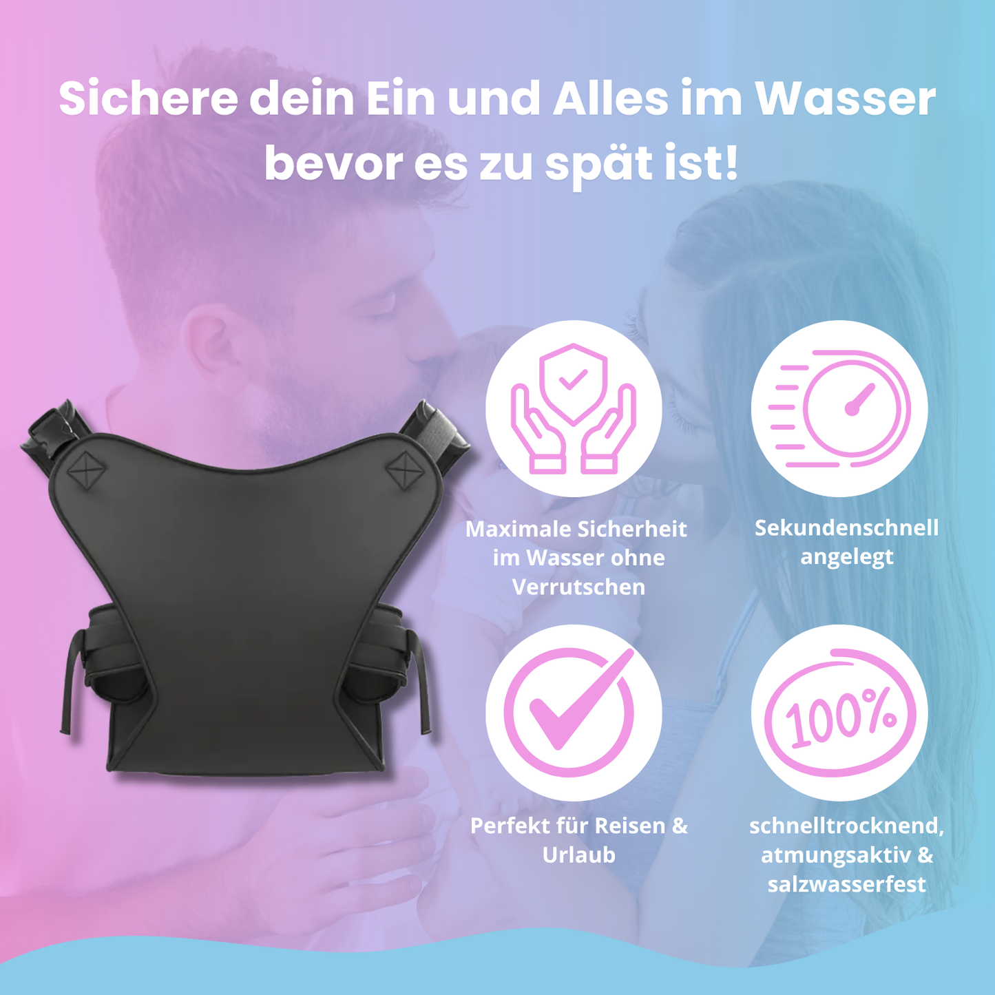 WaterCarry - Die ideale Babytrage für Abkühlung im Wasser